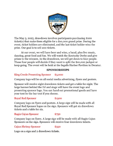 The Greater Morgan County Builders Association 2025 Kentucky Derby Drawdown Sponsorship Details